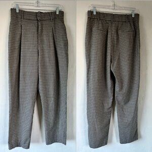 Zara Navy / Tan Plaid Pleated Pants - Size L